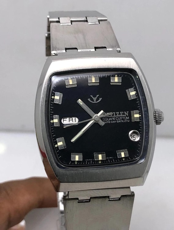 Vintage Citizen 4-521307 Square Custom Auto Day/date Automatic 27J