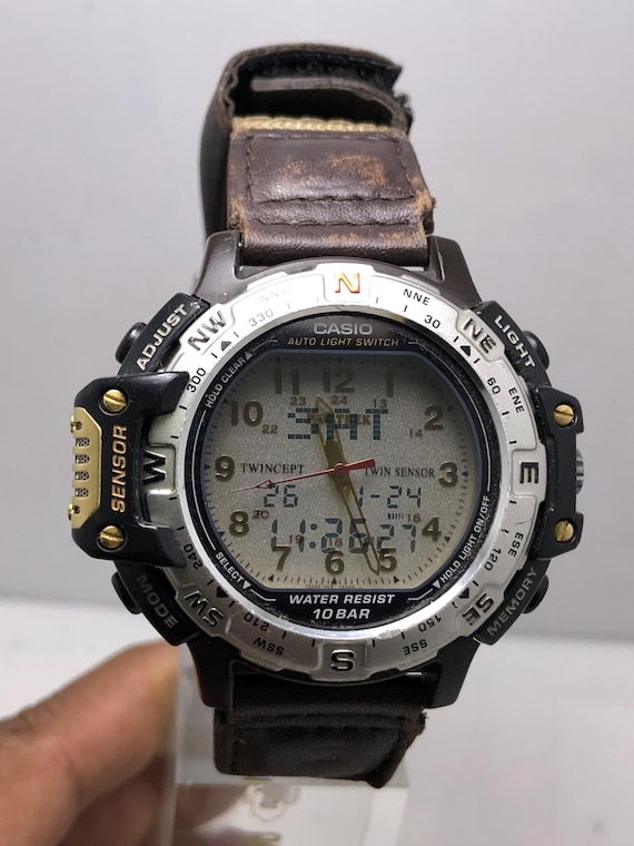 CASIO PROTREK アナデジ腕時計 PRT-50 純正バンド付 リング無 Vintage Casio Protrek 1375 PRT-50 Sensor Ana-digi Quartz Japan
