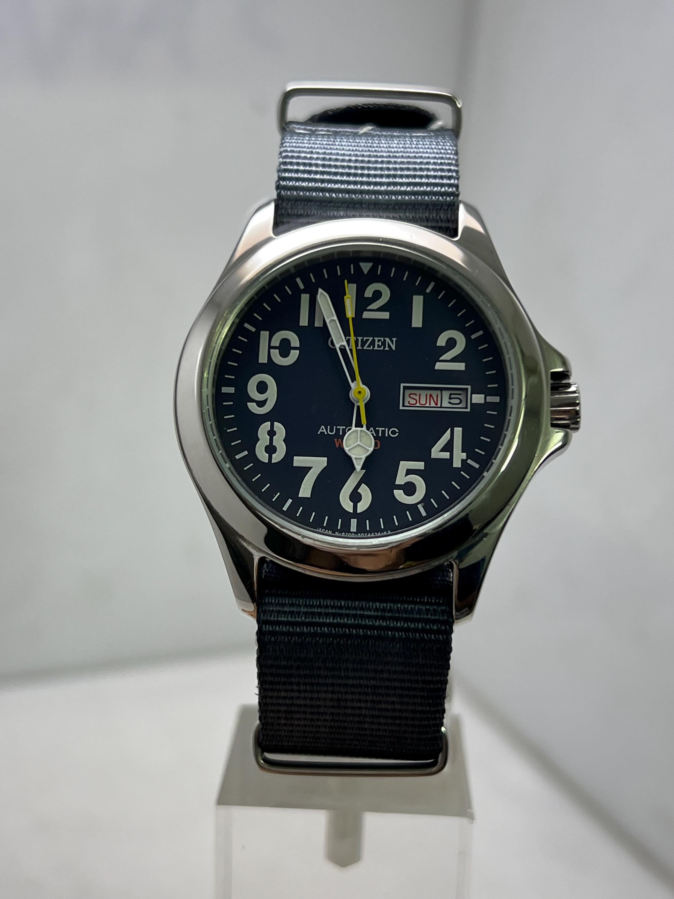 Vintage Citizen 8200-S012881 'military Style' Automatic 21 Jewels