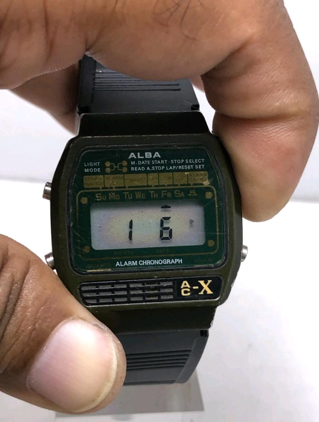 Vintage Seiko Alba Y446-4030 Alarm Chrono Military Color Digital