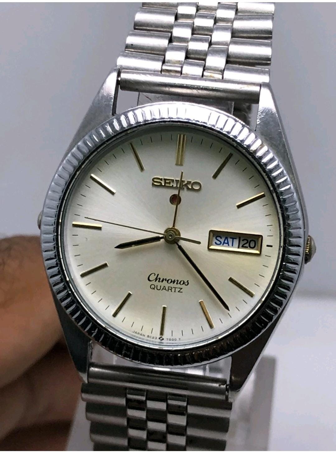 Vintage Seiko Chronos 5C23-7000 Alarm Quartz Japan Men's