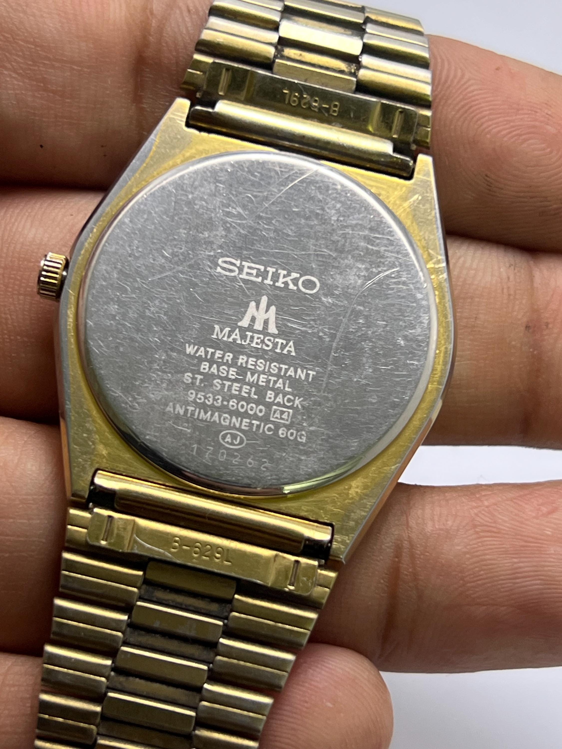 Vintage Seiko Majesta 9533-6000 Golden Dial Quartz Japan Men's