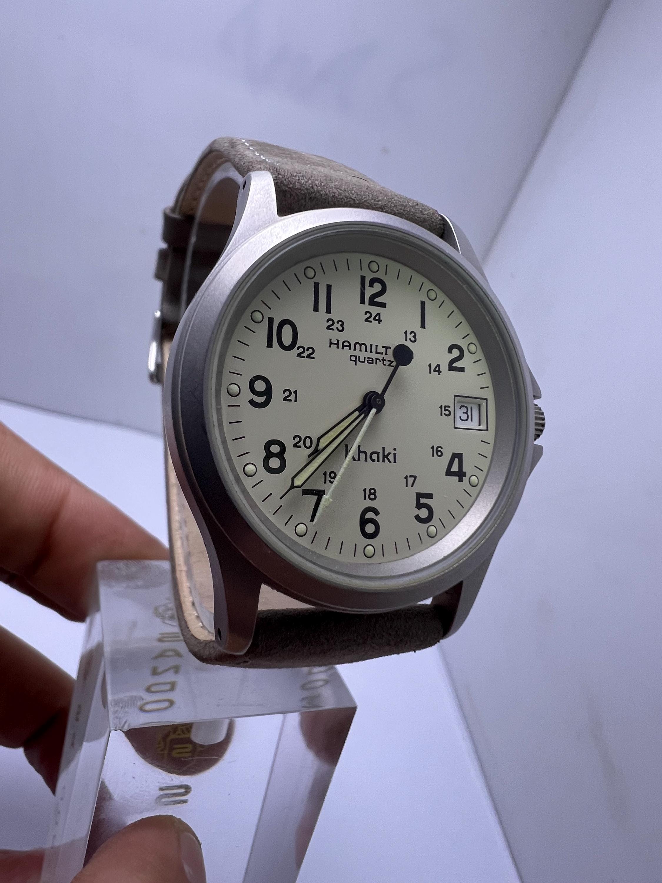 Vintage Hamilton Khaki 9445B Ivory Dial Analog Quartz Swiss Men's