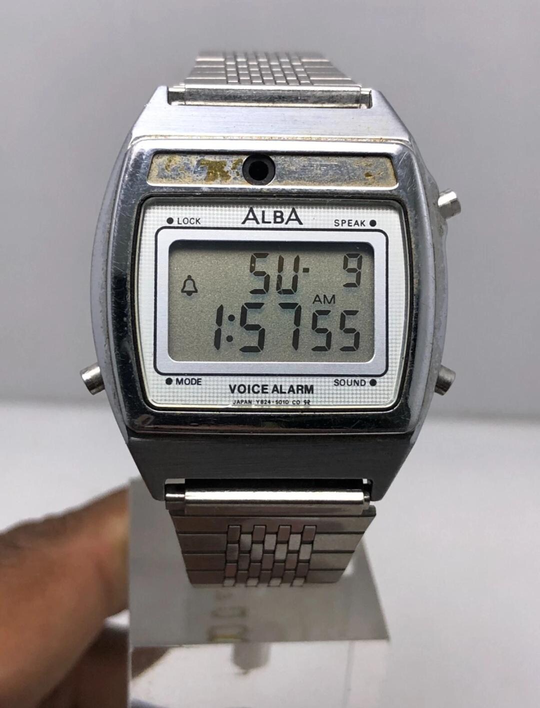 Vintage Alba Y824-5010 Voice Alarm Speaking Digital Quartz Japan