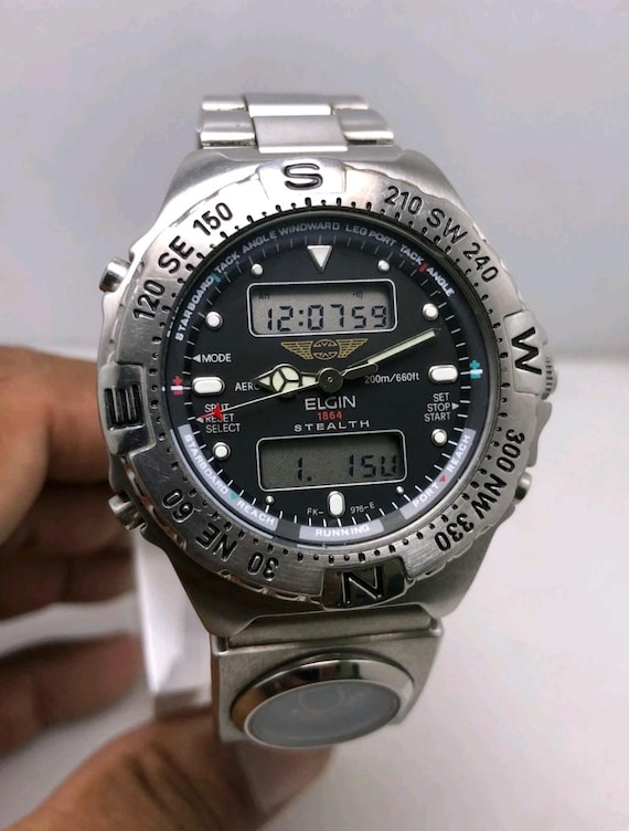 Vintage Elgin FK-976E Stealth Air Force Aviation Pilot Ana-digi