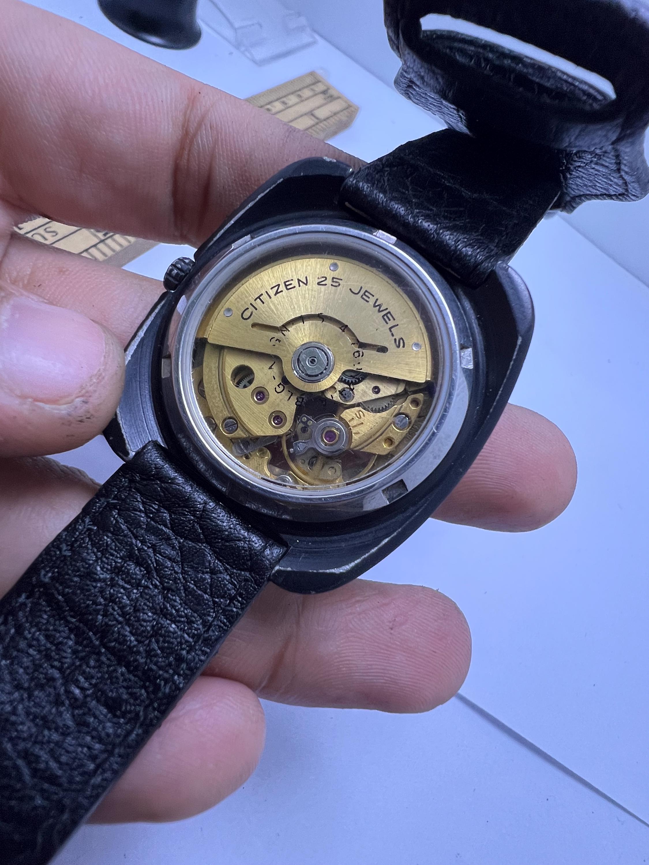 Vintage Citizen Skelton Automatic 25 Jewels All Black Analog Japan