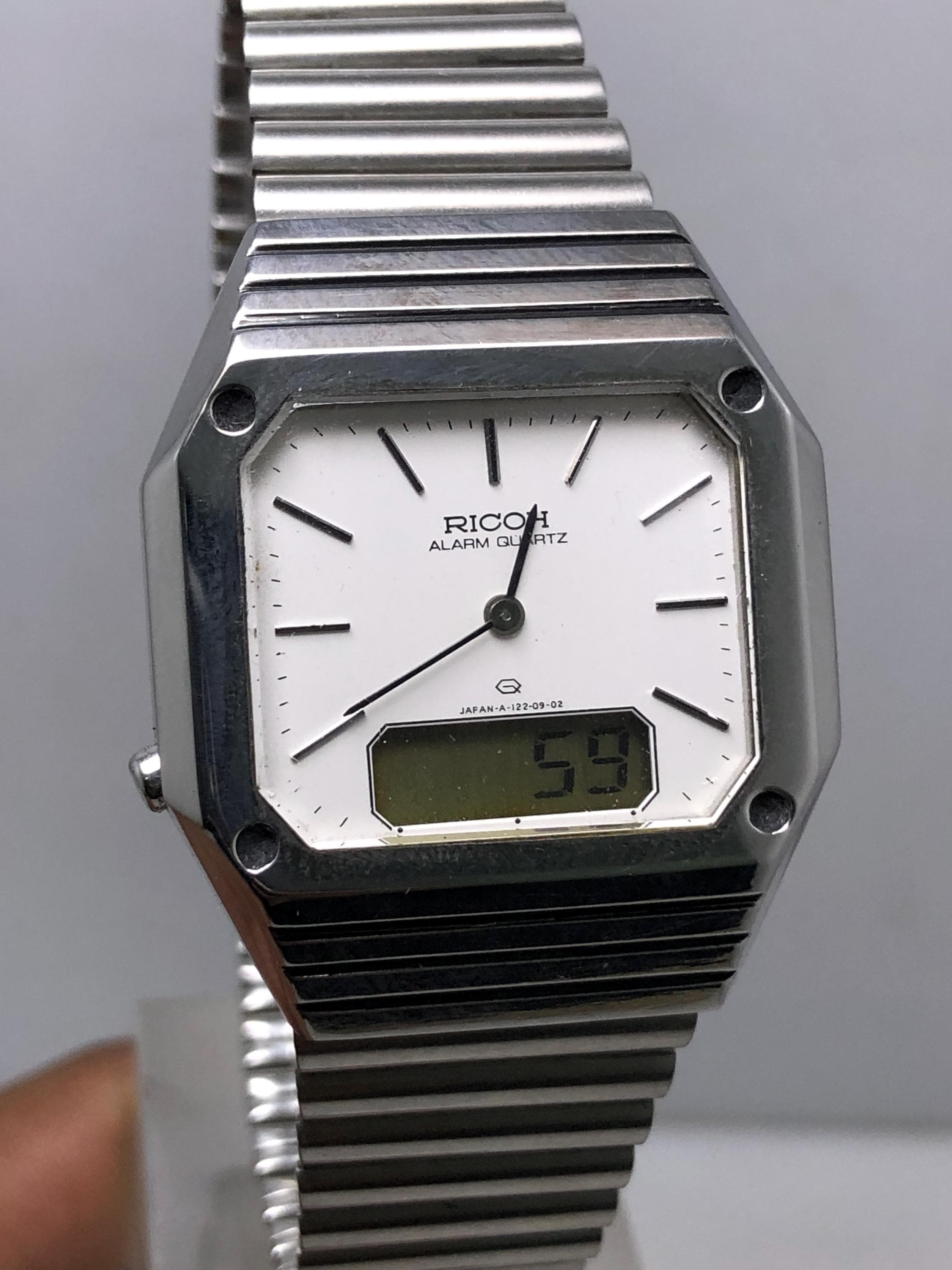 Vintage Ricoh 122006 Alarm Quartz Ana-digi Japan Men's Wristwatch