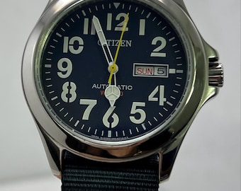 Vintage Citizen 8200-S012881 'military Style' Automatic 21 Jewels