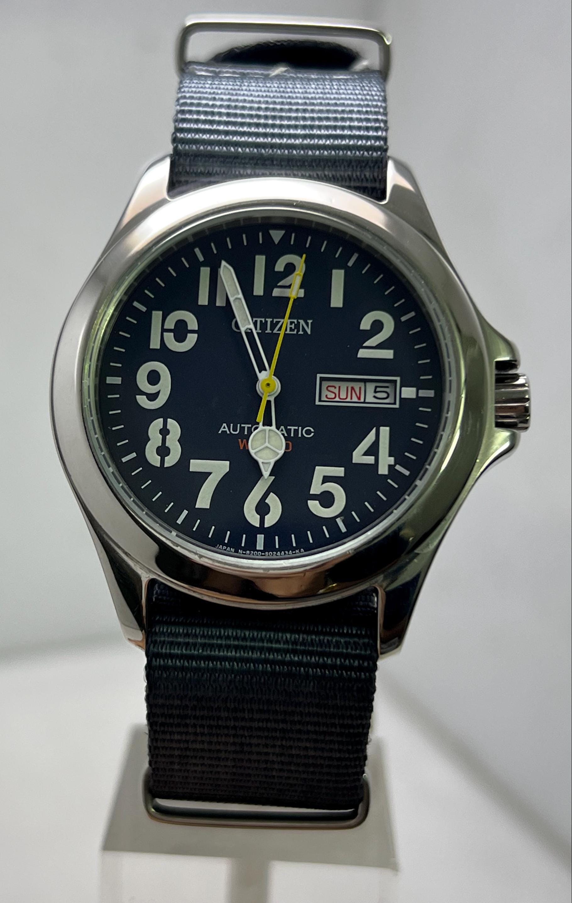 Vintage Citizen 8200-S012881 'military Style' Automatic 21 Jewels