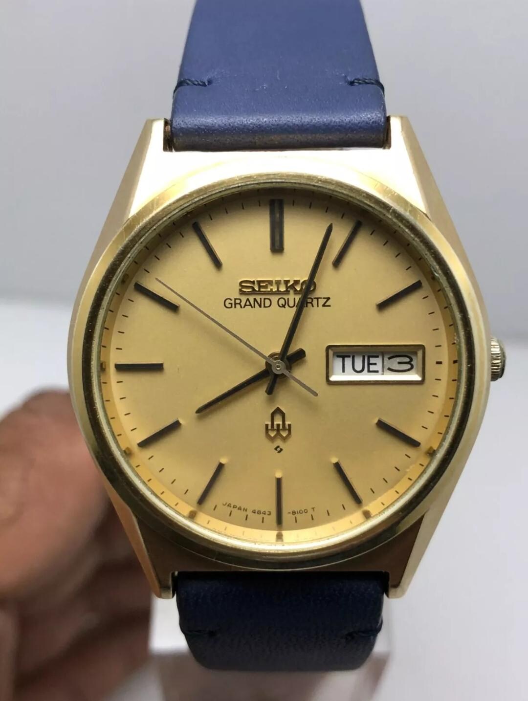 SEIKO セイコー GRAND QUARTZ ゴールド 4840-8110 Vintage Seiko Grand Quartz 4843-8110 Day/date Cap Gold Japan Men's