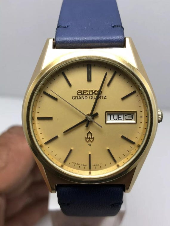 Vintage Seiko Grand Quartz 4843-8110 Day/date Cap Gold Japan Men's