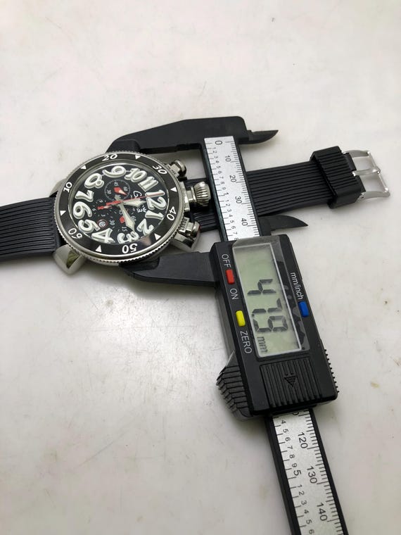 Vintage GAGA Milano C1162 Chronograph Black Dial Quartz 48mm Italy