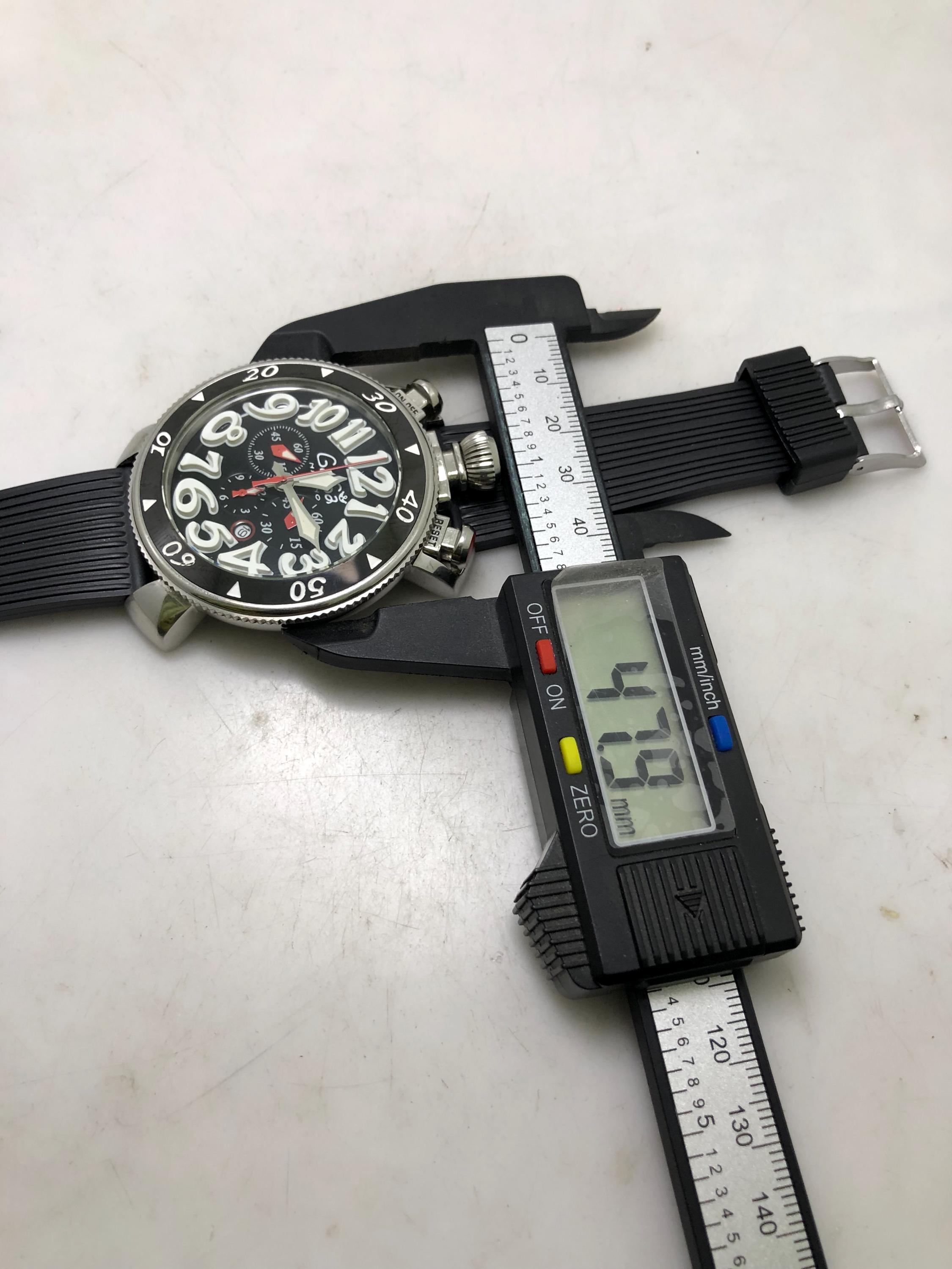 Vintage GAGA Milano C1162 Chronograph Black Dial Quartz 48mm Italy
