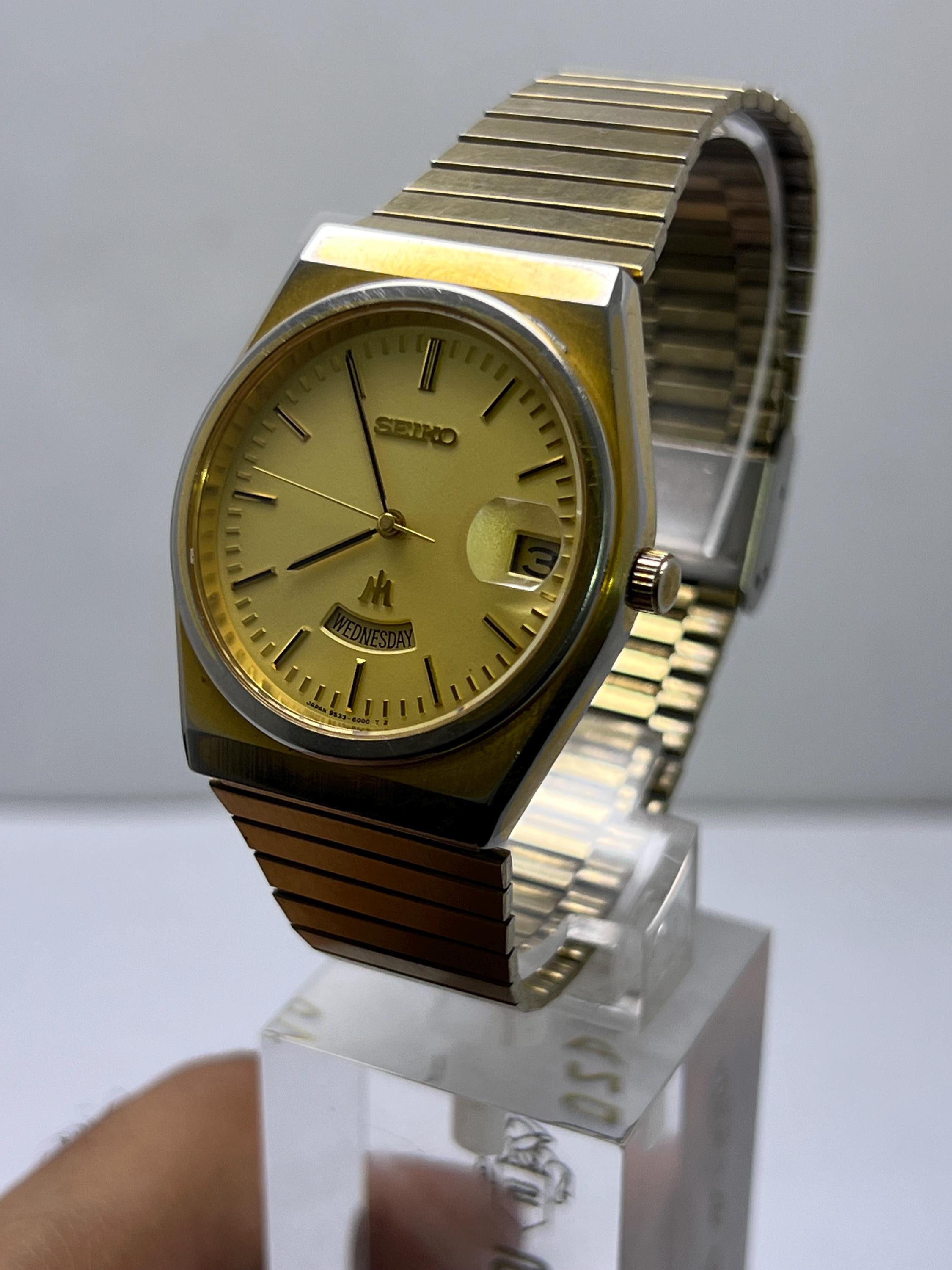 50s made in JAPAN アルカトラズ ヴィンテージ ソルトペッパー Vintage Seiko Majesta 9533-6000 Golden Dial Quartz Japan Men's