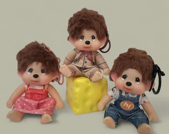 Monchichi Inspired keychain doll