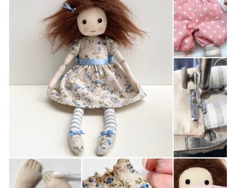 Rag Doll Pattern PDF, leggy cloth doll pattern, make your own rag doll