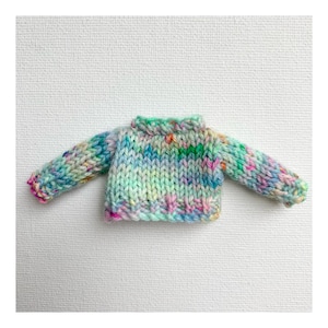 Knitting pattern for tiny sweater, doll&#39;s sweater pattern, sweater pattern to fit a 5 inch doll, pdf knitting pattern