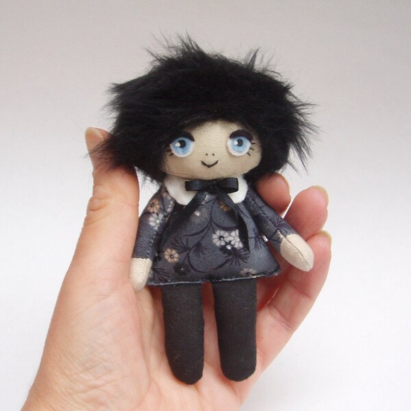 rag doll, tiny goth art doll