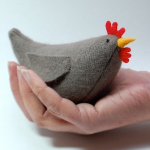 Easy Pattern for Wool Hen, pattern pdf for plush hen