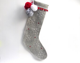 Wool Felt Christmas Stocking Pattern, Easy Sewing (PDF Pattern)