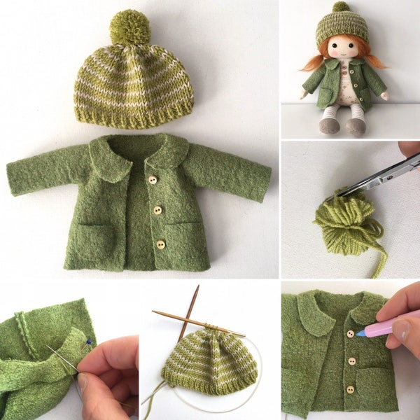 Coat and hat pattern for doll, coat and hat patten for Lybo doll