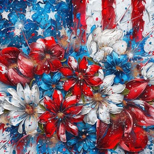 American Flag.  Red, White, Blue Floral Sublimation 4th of July, Memorial Day shirts, tumblers & more. Patriotic craft design  Women Veteran