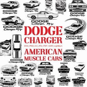 Dodge Charger R/T Vector Clipart: Classic Muscle Car SVG Bundle (Digital Download)