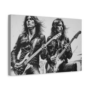 Impressão em tela de banda de rock, arte esticada, decoração musical para casa, presente para amantes da música, arte de parede de rock n&#39; roll, pôsteres de banda