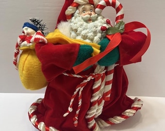 ヴィンテージ 1996年 カート・アドラー クリスマス サンタ ツリー トッパー ベルベット 樹脂フェルト おもちゃバッグ