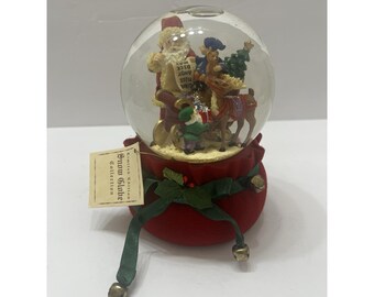 Caja de música con globo de nieve del taller de Santa Claus, edición limitada navideña vintage de 6 pulgadas.