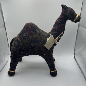 Vintage Camel India Sari Patch Stora Broderade Speglar Handgjord Uppstoppad Dekor