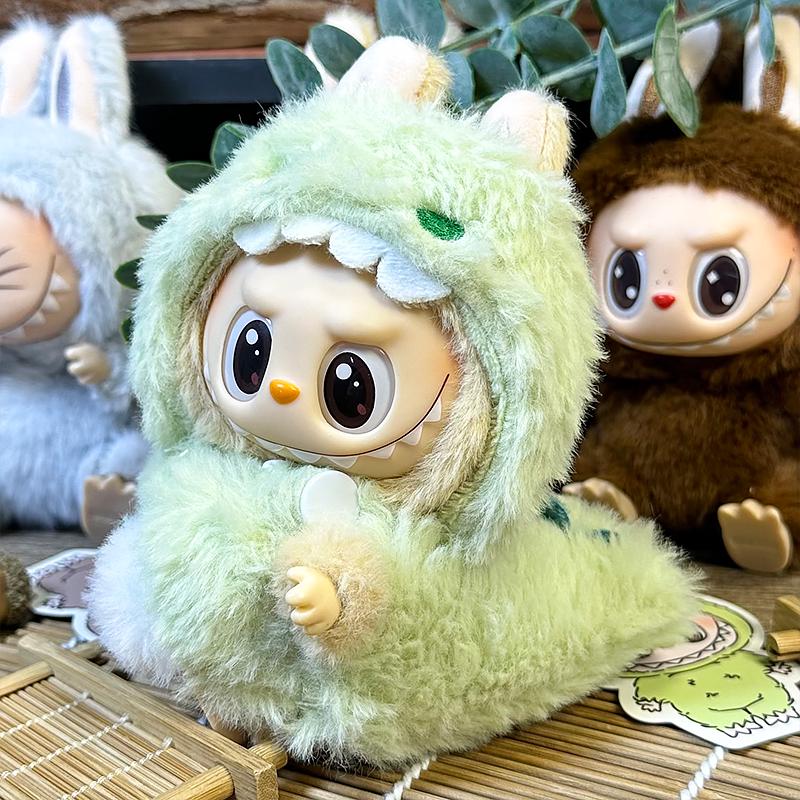 Labubu Puppenkleidung: Dinorseur Dragon Hoodie & Flügel Set - Passend für Gen 1/2/3 - 6.7''/17 cm