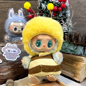 Labubu Doll Outfit: Bumblebee Hoodie & Wings - Fits Gen 1/2/3