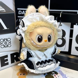 Labubu doll clothes 6.7‘’doll outfit handmade cosplay cute accessories maid Gift Hat Dress