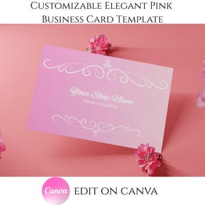 Carte de visite rose pour les poseurs d'ongles, les coiffeurs, les cils et les propriétaires de spa | Modèle modifiable | Design élégant et moderne