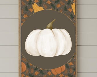 Rustieke pompoenherfstkunstprint: gezellig herfstdecor (digitale download)