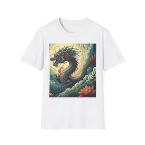 Dragon Vintage Japanese Style Unisex Softstyle T-Shirt, Graphic Tee, Asian Inspired Shirt, Retro Design Top, Men Women Fashion Apparel