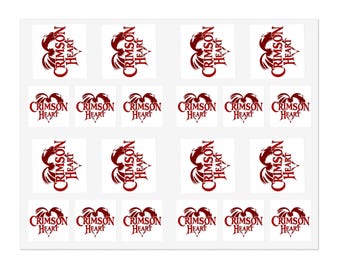 Hojas de pegatinas de corazón carmesí / Pegatinas de vinilo con el logotipo del corazón rojo