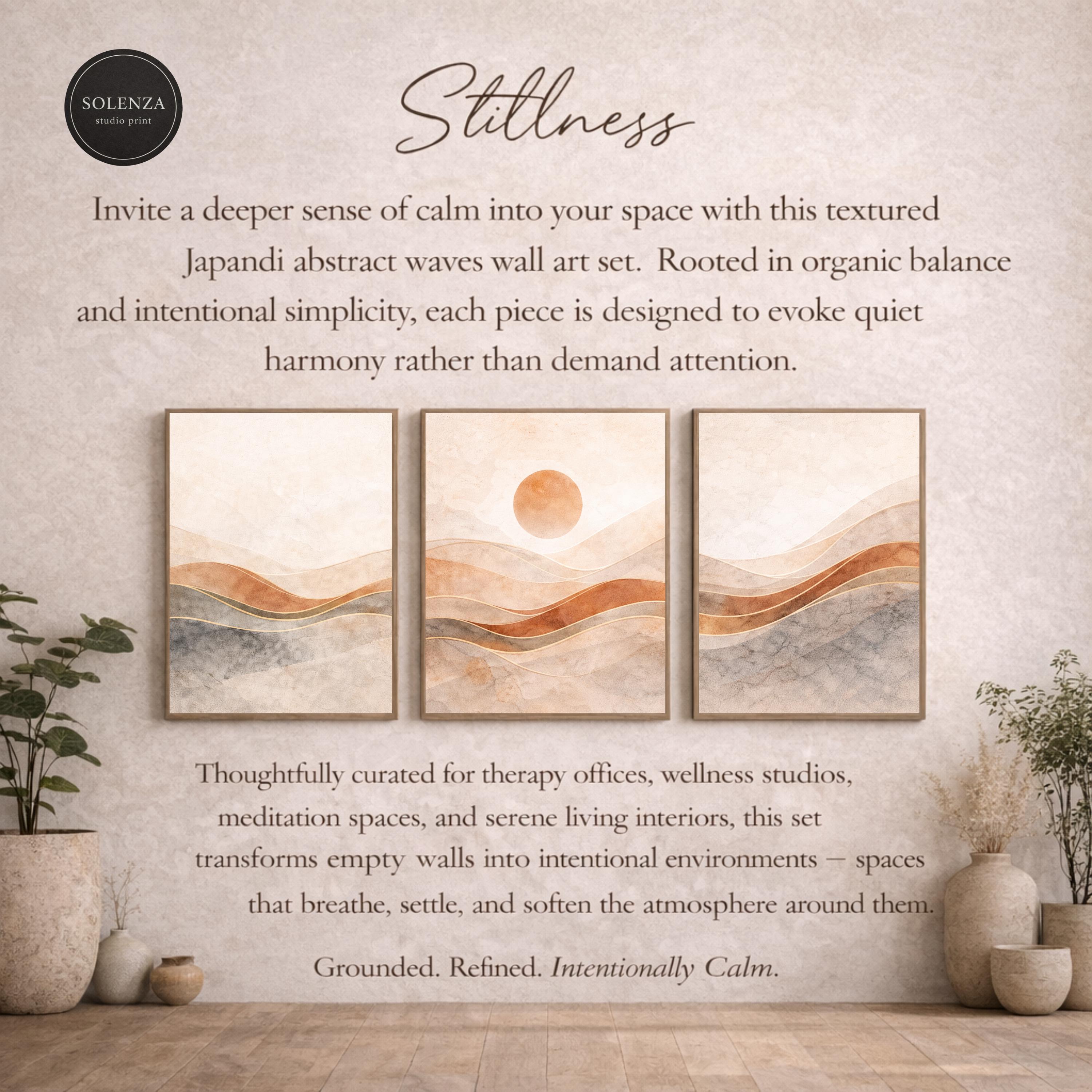 Japandi Wabi Sabi Wall Art Set of 3 Beige Abstract Therapy Office ...