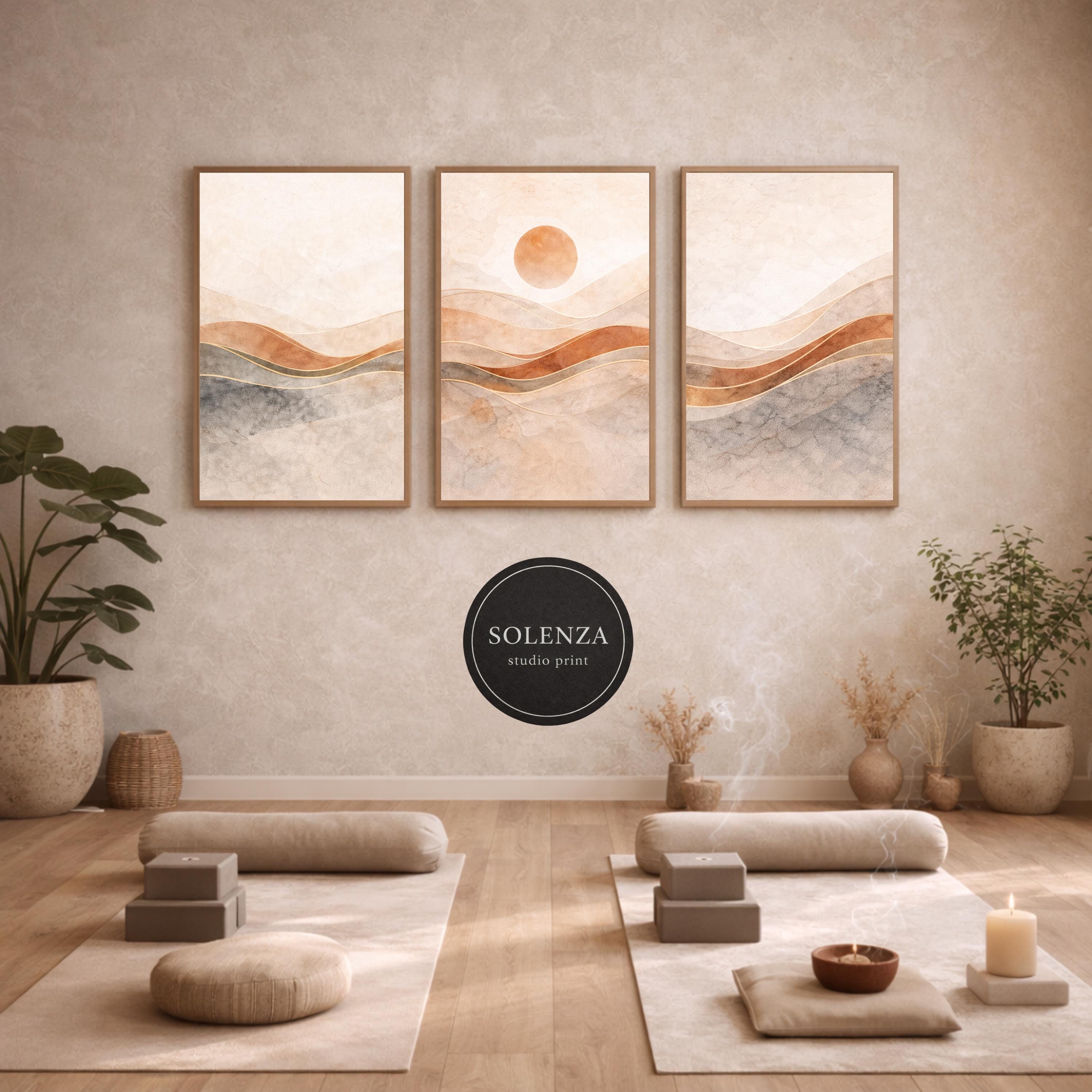 Japandi Wabi Sabi Wall Art Set of 3 Beige Abstract Therapy Office ...