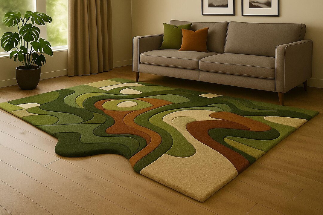 Handmade Tufted 3D Landscape Rug: Modern Abstract Earth Tone Carpet - Etsy