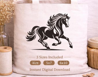 Bordado a máquina de caballo majestuoso al galope - Semental salvaje. Descarga instantánea en 3 tamaños.