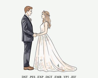 Personalisiertes Hochzeitspaar Portrait nach Foto, personalisiertes Hochzeitsgeschenk für Braut und Bräutigam