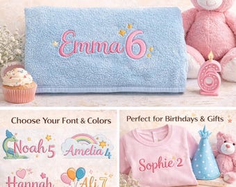 Benutzerdefinierte Name Stickdatei | Geburtstags-Date-Stickerei-Stiche | Digitaler Download