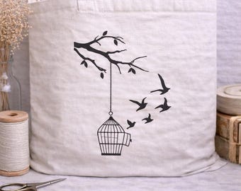 Vogelkäfig Maschinenstickerei, fliegende Vögel Datei, Natur Kunst Stickerei, Instant Download