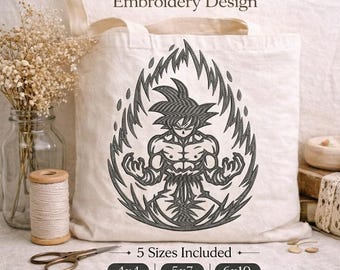 Bordado Anime Power Up, Archivo para máquina Hero Battle Aura, Fan del manga, 5 tamaños