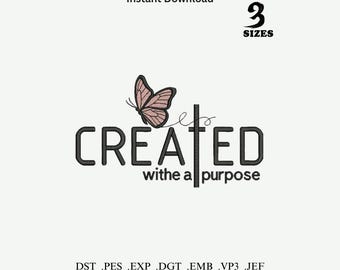 Created With a Purpose Machine Embroidery, Christian Butterfly Cross Embroidery Pattern, 3 Sizes