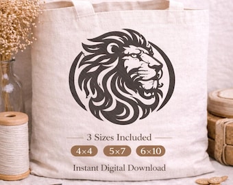 Königliche Löwenkopf Stickdatei | Wildtier Design Tier Design | Sofort Download