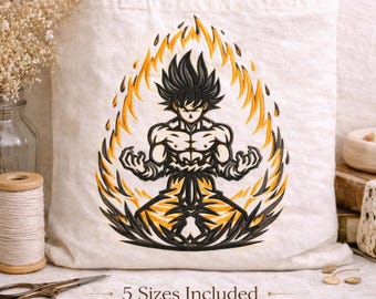 Anime Power Up Stickdatei, Hero Bats Aura, Manga Fächer, 5 Größen