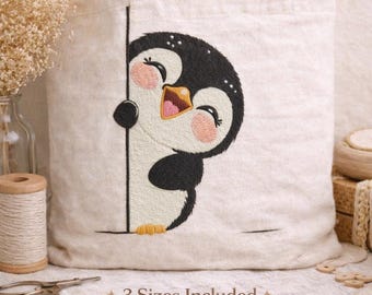 Baby Pinguin Stickerei, Kinderzimmer Winter Tier Stickdatei, Instant Download